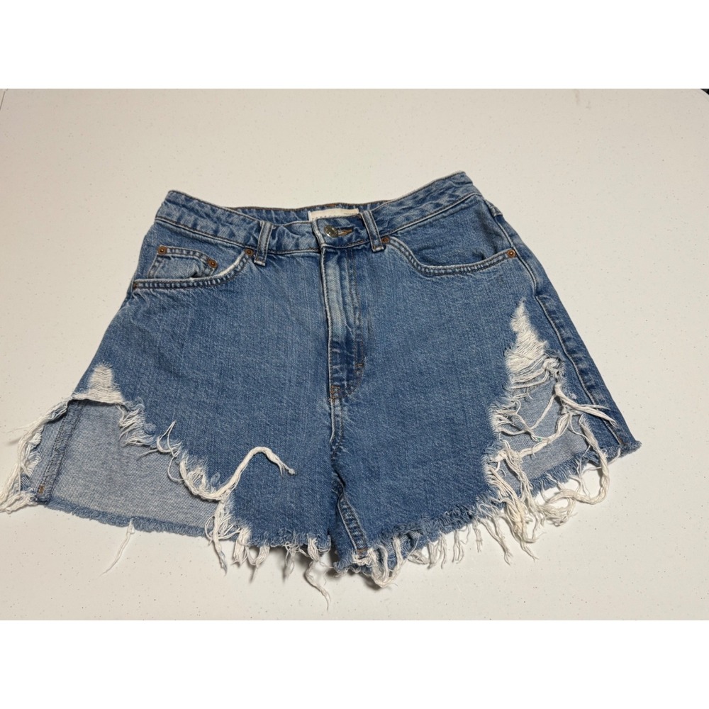 Topshop Womens Cut off Shorts Size 6 Medium Wash Beach Surf Sand Jean fun